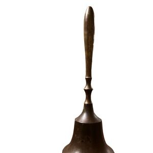 Vintage Large Brass Dinner Bell School House Church Hand Held 11” Gift Holiday